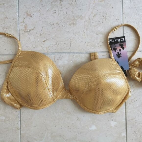 Nwt gold lame bikini two piece bathing suit swimsuit size 14 C cup - Picture 9 of 10